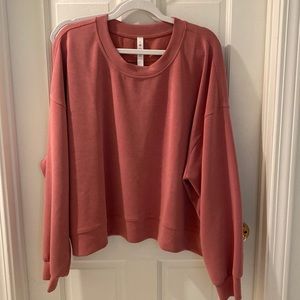 Lulu Lemon Pink Cropped Perfectly Oversized Crew